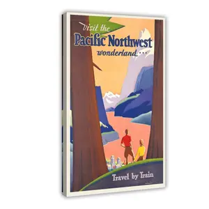 Pacific Northwest Wonderland North America Vintage Travel Canvas Poster Wall Art Decoration For Home Bedroom Office Living Dorm Room Decor Boys Girls Gift