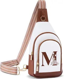 Personalized Crossbody Bag for Women Leather Sling Bags with Initial Letter Pack Chest Bag for Travel,  for Wife Mom