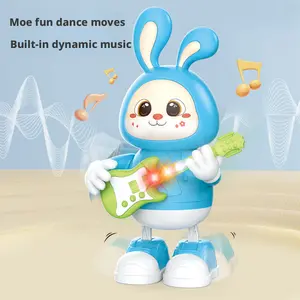 New Cartoon Bunny Guitarist Toy Music Dancing Lights Educational Children's Electric Toy Learning Educational Toy Children's Birthday Gift Rabbit Cute