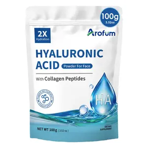 Arofum Hyaluronic Acid Powder, with Collagen Peptides – DIY Hydrating Serum & Skincare Ingredient, Clean Formula, Gluten-Free, No Preservatives – 100g / 3.52oz