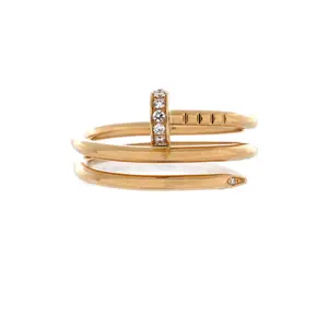 Pre-owned Cartier Juste un Clou Double Ring 18K Yellow Gold and Diamonds Small by Rebag