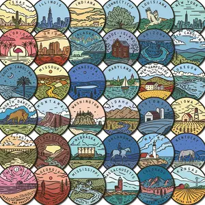 United States Themed Sticker, 50pcs/set Cartoon Cute Creative Sticker, DIY Decorative Sticker for Phone Case, Computer, Guitar, Bag, Water Cup, Scrapbook