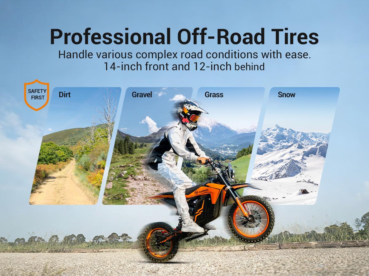 HillMiles MilePop 1 Electric Bicycle — (3000W Peak) Power, equipped with a 48V 25Ah battery, offering a range of 35–45 miles; features hydraulic brakes, a full suspension system, and Bluetooth music functionality; an off-road electric bicycle.