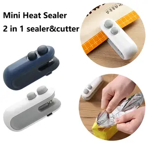 Mini Food Sealer Machine 2-in-1 Cutter & Sealer One-Touch Operation Safe-Touch Design for Snacks Fresh-Keeping Portable Handheld