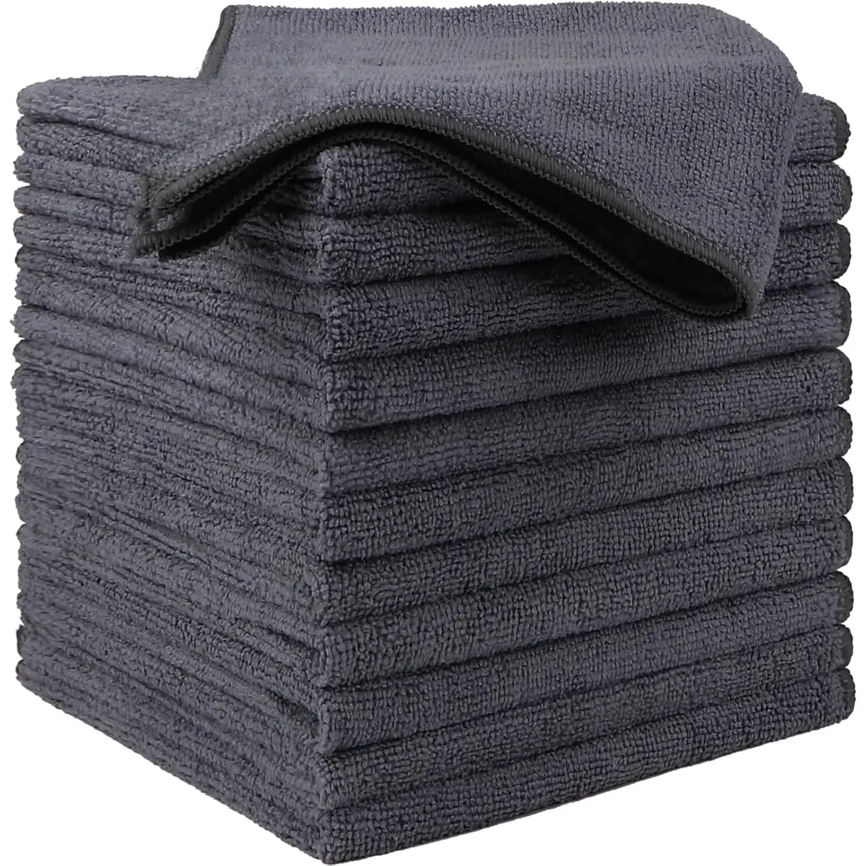 Microfiber Cleaning Cloth 12 Pack, 12.5 x 12.5 inch Microfiber Towels for Cars, Ultra Absorbent Washing Cloth, Lint Free Streak Free Cleaning Rags for Car, Kitchen, and Window (Grey)