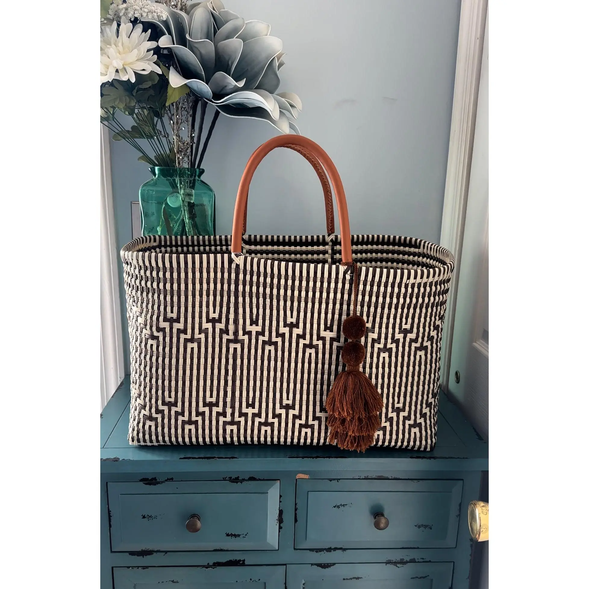 Brown & Biege Open Jumbo Tote Handwoven Bag