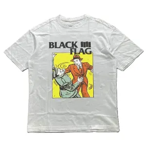 Black Flag Band Short Sleeve White T-shirt Unisex Cotton Fabric Crewneck Menswear Top
