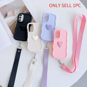Suitable for Samsung series models A05S/A06/A13/A14/A15/A16/A35/A54/A55/S22/S23/S23PLUS/S23FE/S23U/S24/S24FE/S24U/S25/S25U/S26/S26Plus/S26U， 1 PCS 3D heart-shaped lanyard phone case, equipped with a detachable lanyard, phone case with lanyard,
