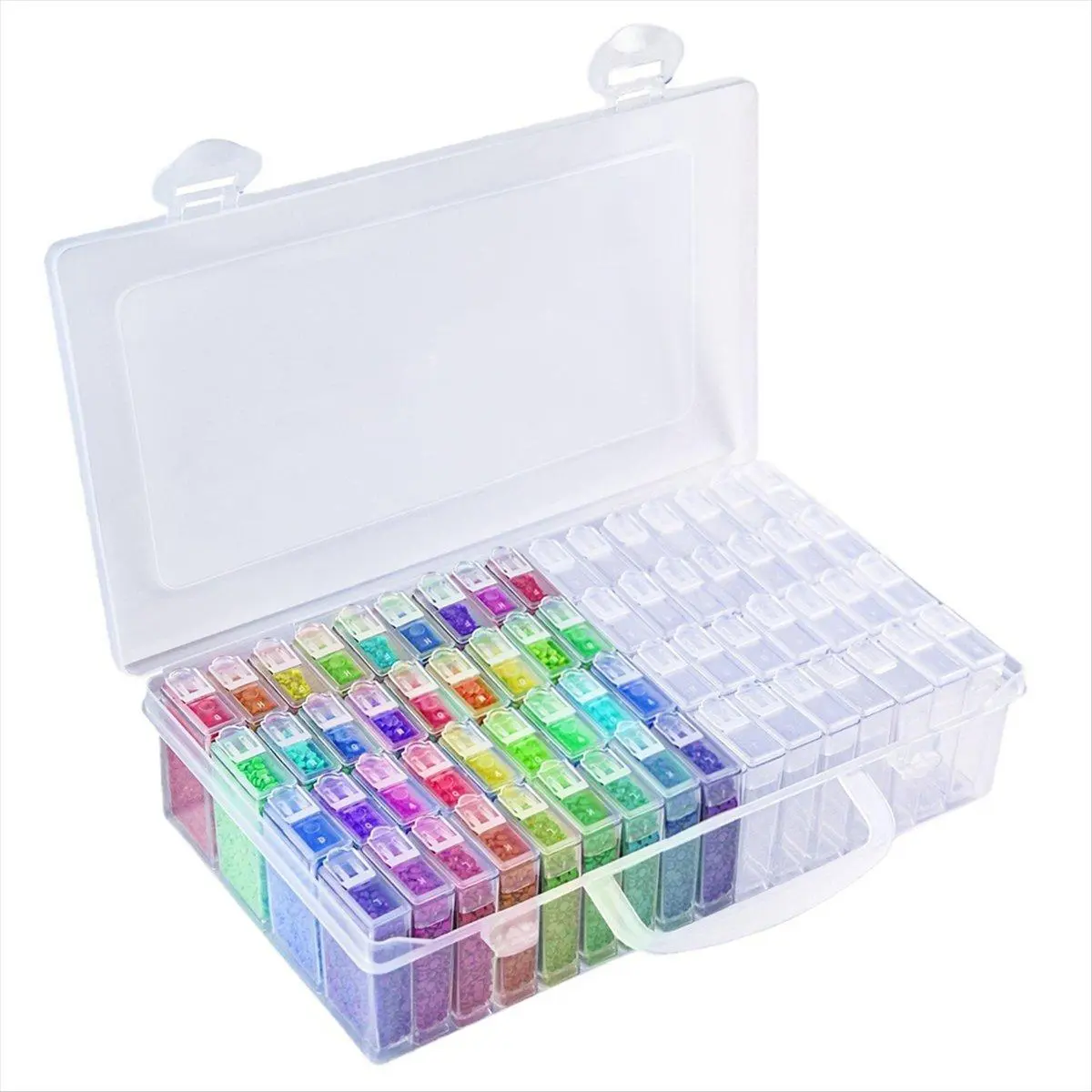 64 Grids Diamond Paint Storage Box Portable Seed Bead Organizer Case DIY Nail Art Plastic Container