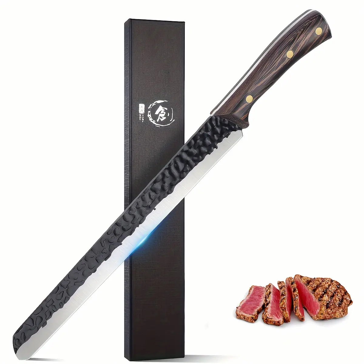 11" Carving Brisket Knife Japanese Hand Forged Full Tang Ham Meat For Cutting Ribs Roasts Fruits Veggies Grilling BBQ Birthday Thanksgiving Christmas Gift Idea Men