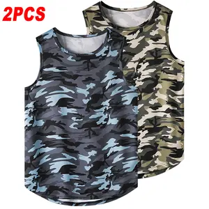 2-Pack Men’s Camouflage Quick-Dry Sleeveless Top — Summer Ice Silk Breathable T-Shirt for Sports, Fitness, Running, Training Base Layer