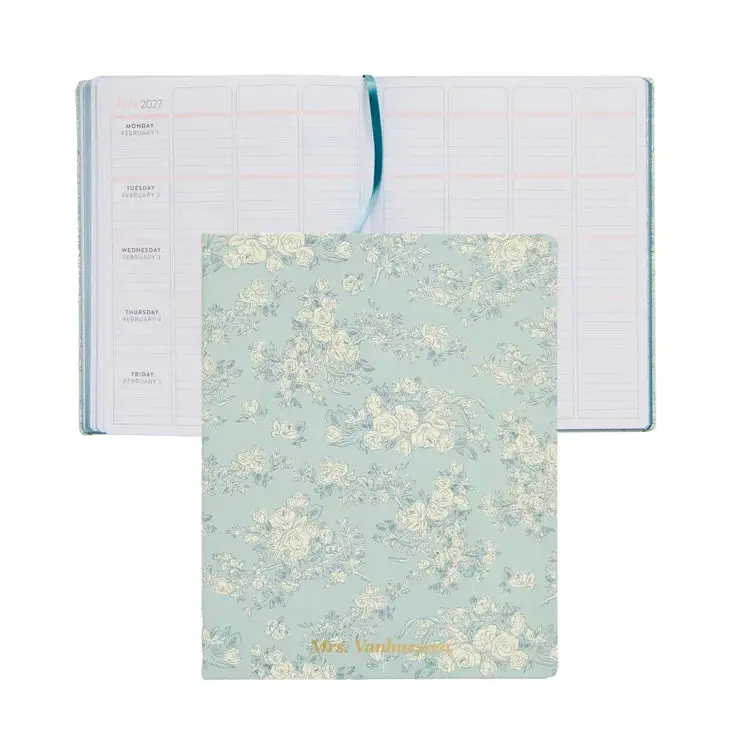 Softbound Teacher Lesson Planner, 8x10 Toile Wallpaper Eucalyptus Design, July 2026-June 2027 Personal Organiser for Office Stationery Supplies