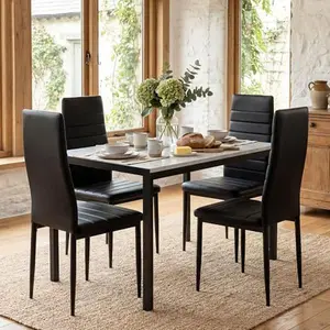 Loftiage 5 Piece Dining Table Set, Marble Dining Room Table Set for 4, Space Saving Kitchen Table and Chairs for 6, Dinner Table Set for Living Room, Sturdy Metal Frame, Small Spaces. furniture
