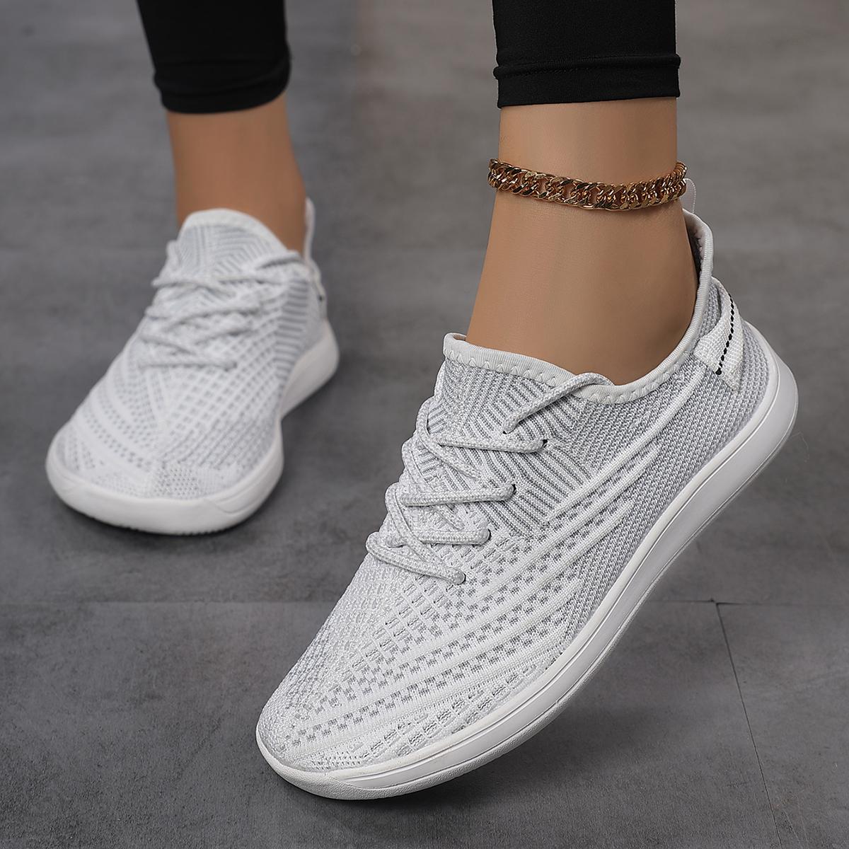 Women's Breathable Mesh Walking Shoes, Low-Top Athletic Sneakers with Flat Heel, Color Block Pattern, Slip-on Casual Footwear