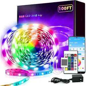 100ft Led Strip Lights (2 roll of 50ft), +IR Led Lights for Bedroom, RGB Color Changing Led Lights,  APP Support Music Sync, Led Lights for Room, Party, Home Valentine Decor