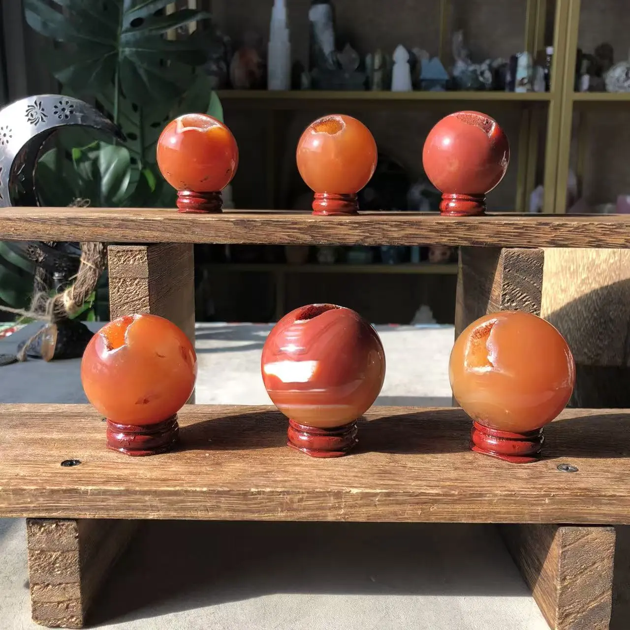 Natural Crystal Carnelian Druzy Sphere Collection