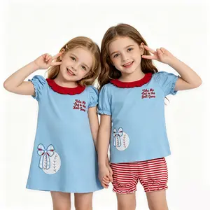 Game Day Matching Sister Set – Cute Baseball Dress + Top for Little Girls, Twin Outfit