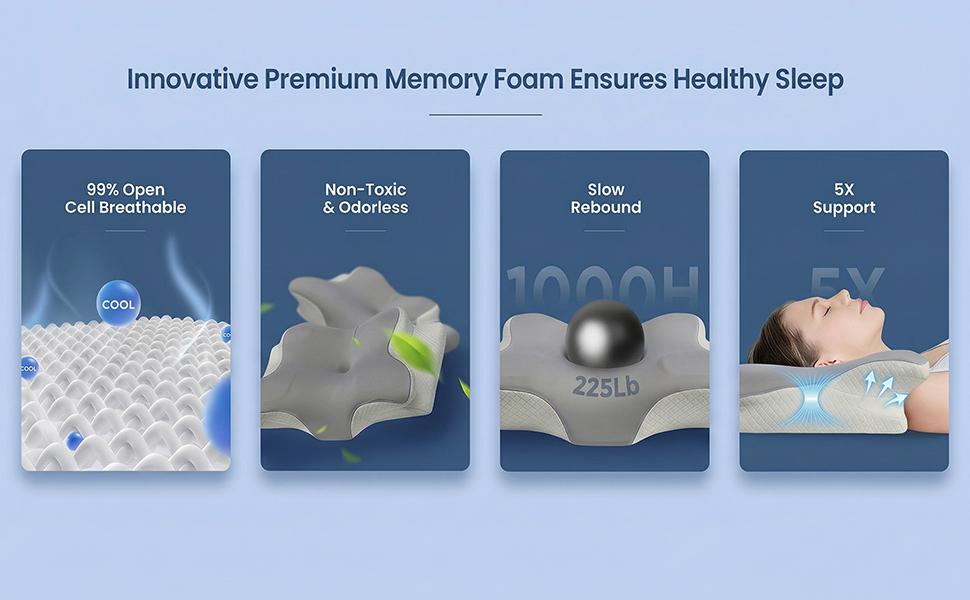 Cooling Contoured Neck Pillow | Ergonomic Memory Foam with Armrest for Deep Sleep & All Positions