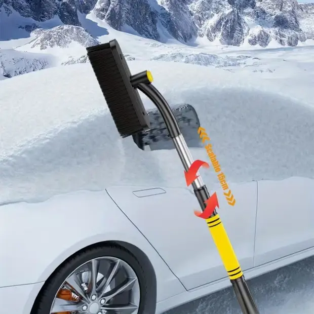 3-In-1 Telescopic Snow Shovel with Ice Scraper & Brush Portable Multifunctional Snow Removal Tool for Cars and Outdoor Use Winter Vehicle Accessory Car Snow Brush Heavy Duty