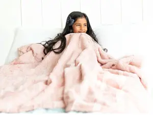 MINKY COUTURE Sorbet Apricot Vanilla Blanket - Soft Pink Blanket for Bedding