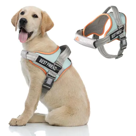 AUROTH No Pull Dog Harness Straps, Safety Harnesses for Dogs – Soft Padded Service Vest, Reflective, Adjustable, Easy On & Off – Ideal for Walking & Training, Fits Small, Medium & Large Dogs
