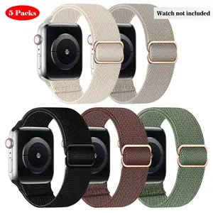 Multicolor Adjustable Nylon Watch Band, Smart Watch Strap, 5 Counts Fashion Replacement Watch Band for Men & Women, Wearable Accessories for Apple Watch Series