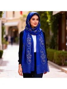 Ethnic Style Rhinestone Women's Scarf Head Cover Pearl Snow Imitation Headscarf Versatile Plain Color Gauze Scarf