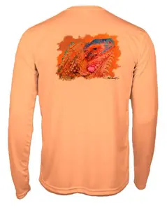 Iguana Lana Kids UPF 50+ Performance Fishing Shirt on Citrus