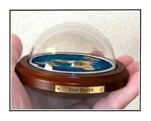 Flat Earth Map Dome Display Model - wood base, acrylic dome, gift