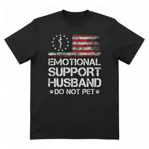 T - shirt with 'EMOTIONAL SUPPORT HUSBAND’ Flag Motif – USA Vibe Tees Unisex