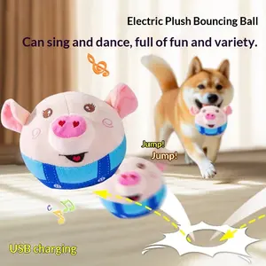 Interactive Dog Plush Toys Electric Jumping Ball Singing Bouncing USB Rechargeable for Cats and Dogs