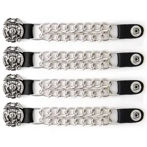 Milwaukee Leather 4-Piece Vest Extender Set - Police Badge, Double Chrome Chains, 4-Inch-MLA6032SET - 4 Inch