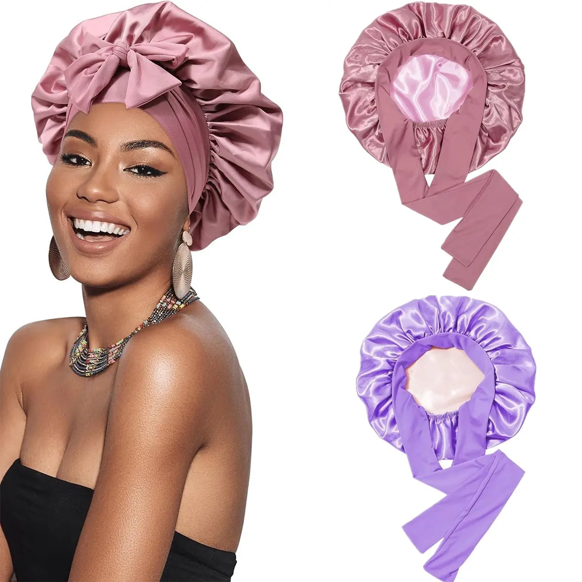2PC(1PC Bean Paste Pink&1PC Light Purple+champagne