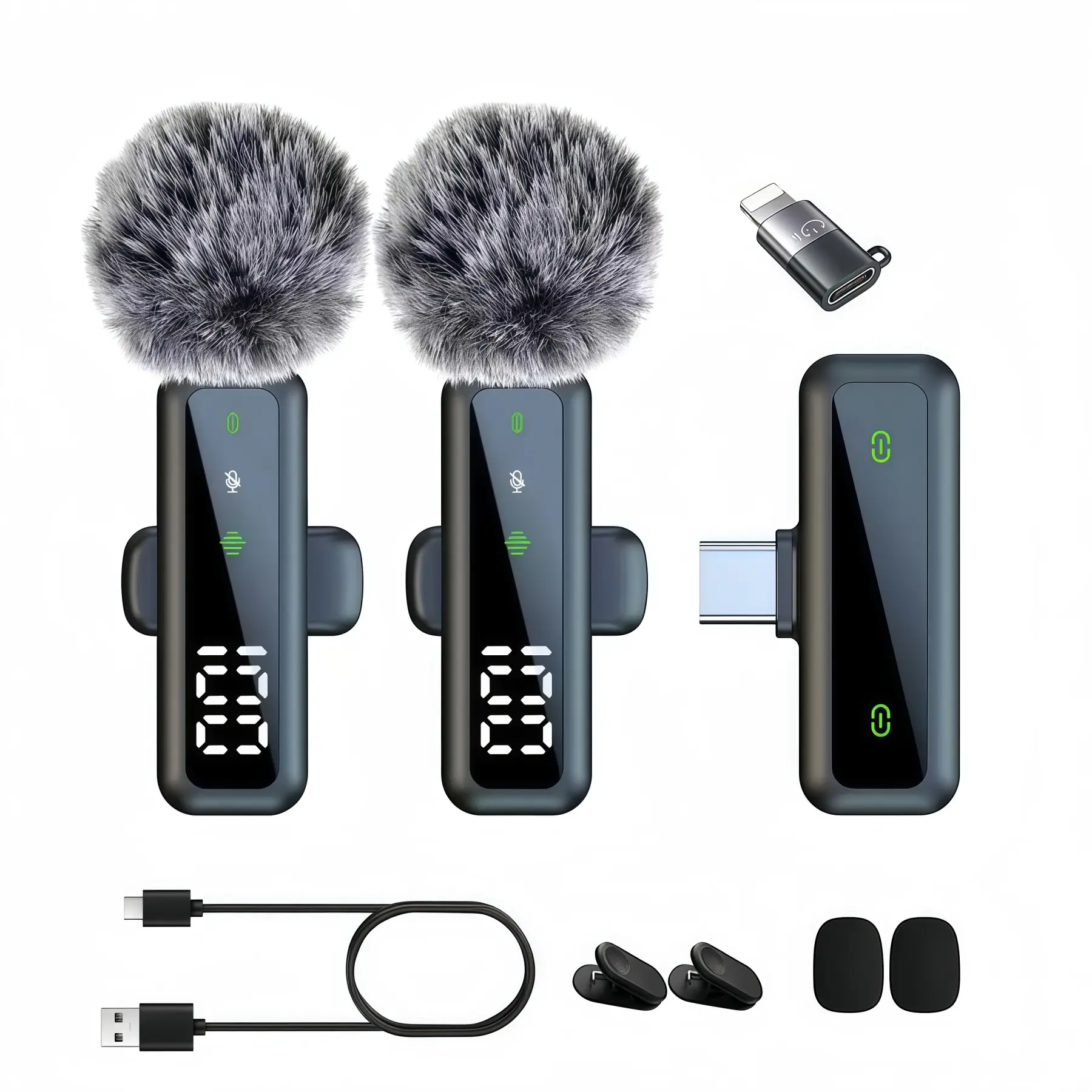 Wireless Lavalier Lapel Microphone for iPhone & iPad, Noise Reduction Plug-and-Play Mic for Video Recording, Podcast & Livestream Microphone Pack