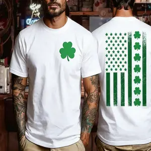 Shamrock USA Flag Sweatshirt/T-shirt – St. Patrick’s Day Shamrock Graphic Tee – American Flag Design – Unisex Classic Cotton Shirt