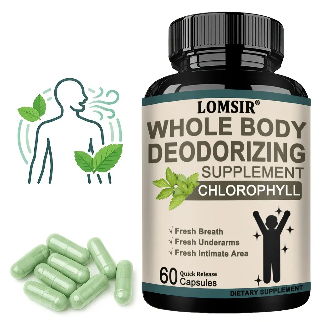 Full Body Deodorizer Capsules - Whole Body Deodorizing Supplement with Chlorophyll Complex Vitamins for Women Men - 60 Capsules