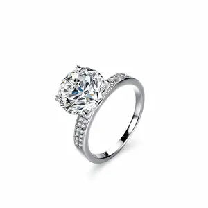5 Carat Moissanite Engagement Ring – Double Pavé Band | 925 Sterling Silver