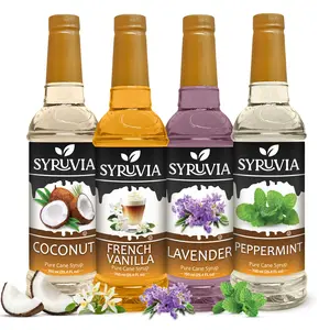 Syruvia Smooth Coffee Syrup Variety Pack – Coconut, French Vanilla, Lavender & Peppermint Flavored Syrup – Perfect for Coffee, Lattes, Desserts & More – 25.4 Fl oz Bottles (4 Pack)