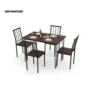 High quality  Gymax 5 Piece Dining Small Space Kitchen Table Set For 4 Walnut Cloakroom Decor