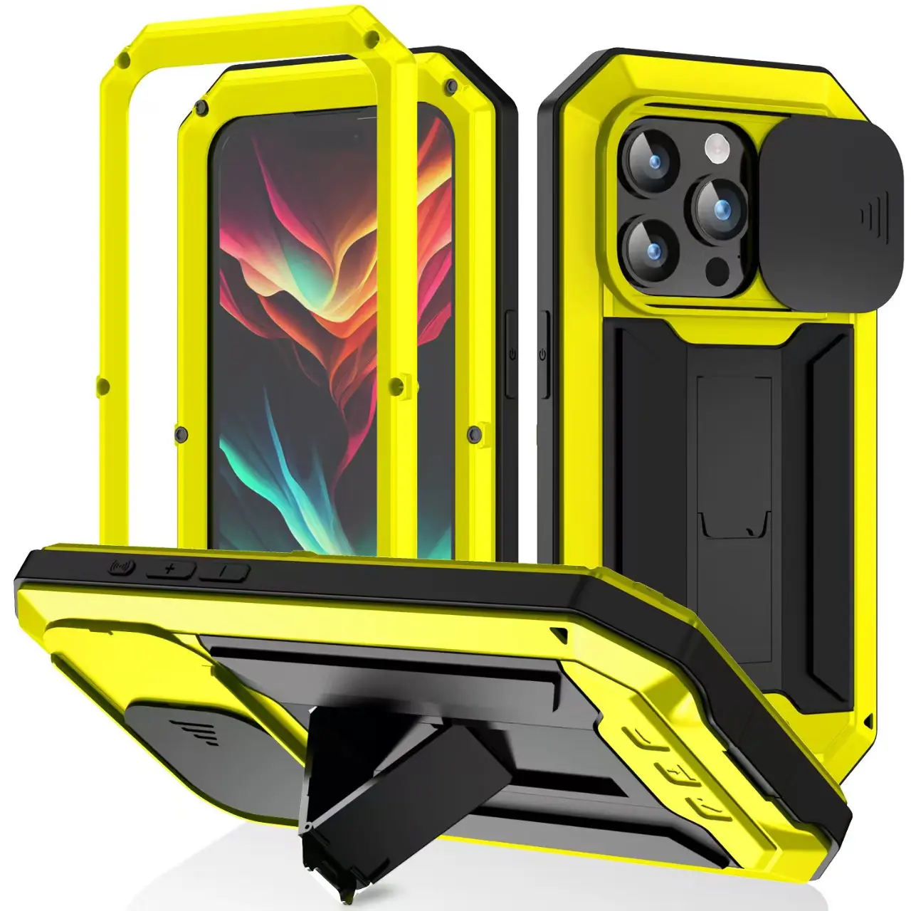 [LX] Military-Grade Waterproof Shockproof Case with Aluminum Frame & Gorilla Glass for iPhone 16 Pro Max, 15, 14, 13 - Full Coverage Mobile Phone Accessories