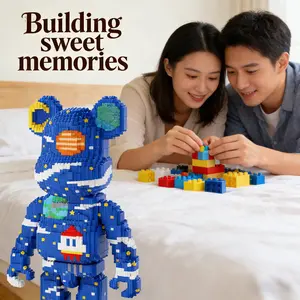 Creative Building Block Toy Set, Bear Model Decoration, DIY Craft Kit, Perfect Gift for Holidays & Birthdays, Enhances Creativity