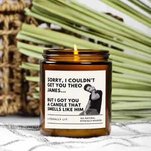 Smells Like Theo James Scented Soy Candle, Theo James Fan (Multi-Size, Amber Jar)