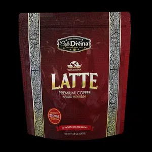 Premium Mushroom Coffee Vida Divina Organic Cafe Latte Premium Coffee Infused with Reishi 210mg 20 Sachets per Bag 14.8 oz