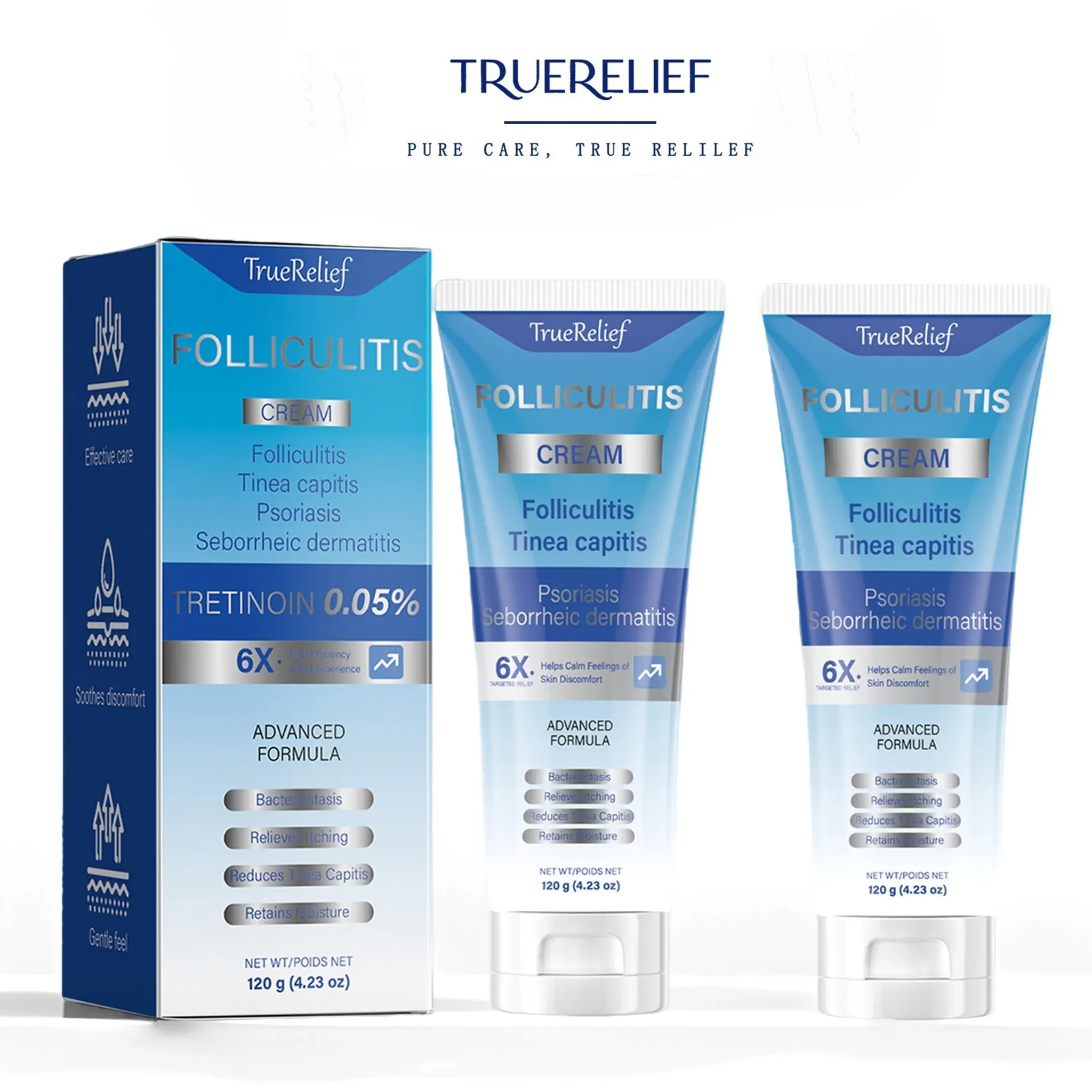 Folliculitis Care Cream - Gentle Daily Botanical Moisturizer for Razor Bumps, Ingrown Hairs - Lightweight Body Care for Sensitive Skin on Face & Scalp, 120g