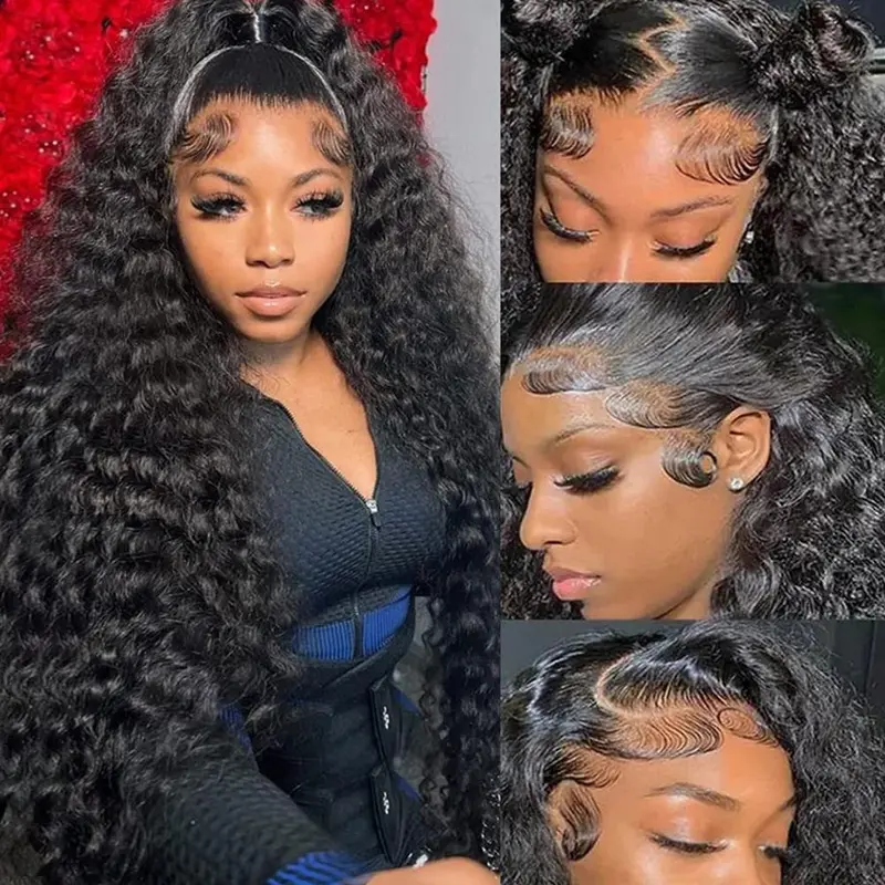Bling Hair Deep Wave Lace Front Wig Human Hair 13x4 13x6 180 Density Transparent Water Wave Curly Wig for Women
