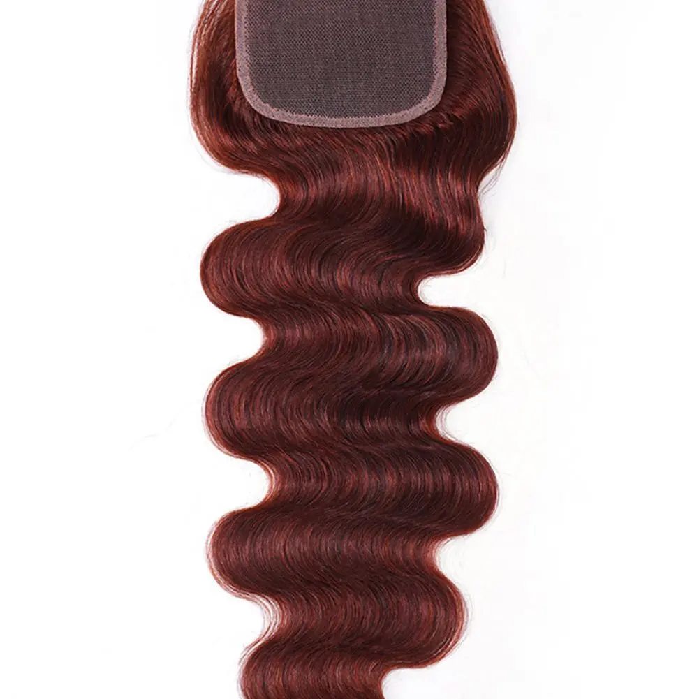 Lushlanes 5x5 Dark Auburn Body Wave Remy Human Hair Closure
