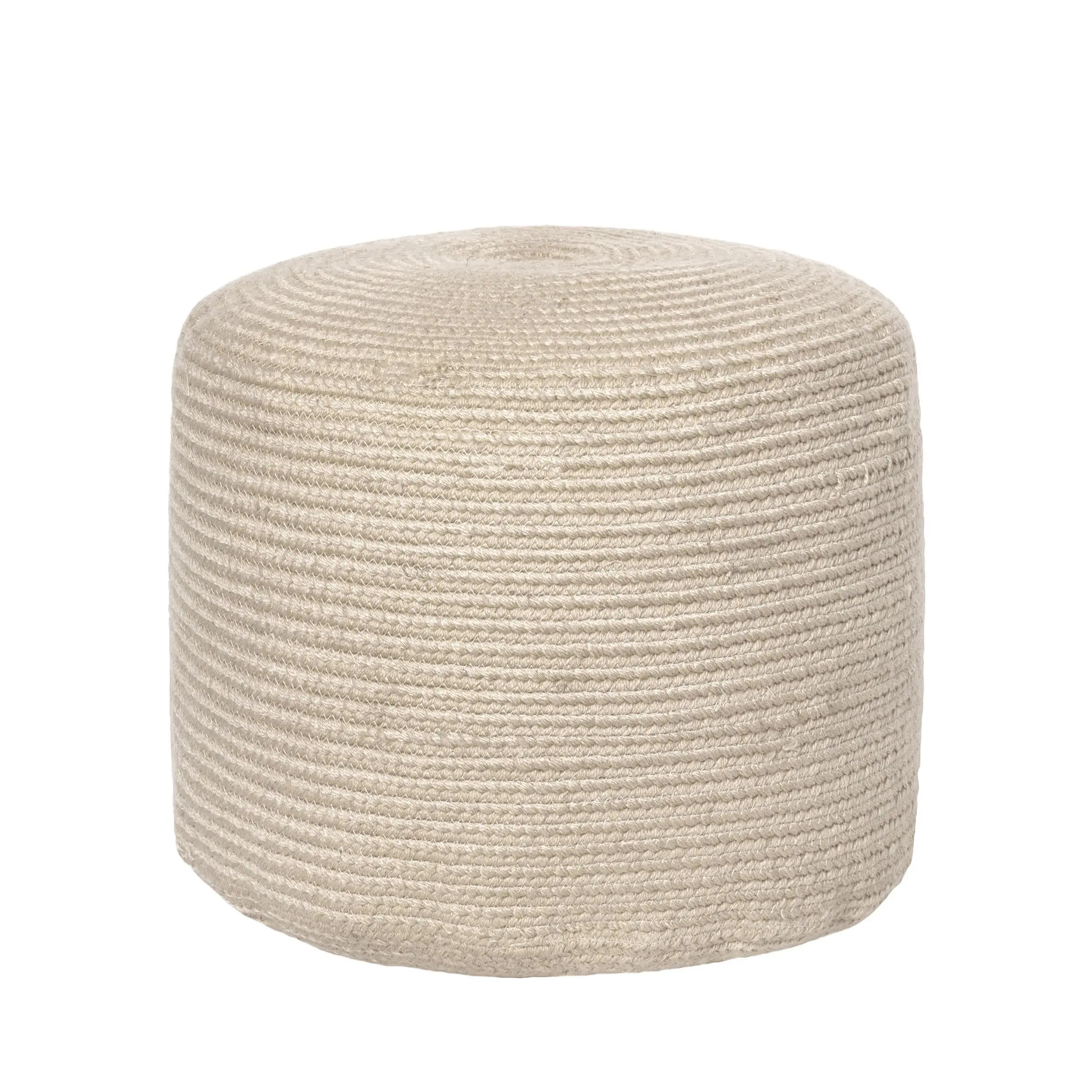 Braided Filled Ottoman Pouf - Soft Cushioned Stool, Indoor-Outdoor Stools, Multi-Functional Footstool