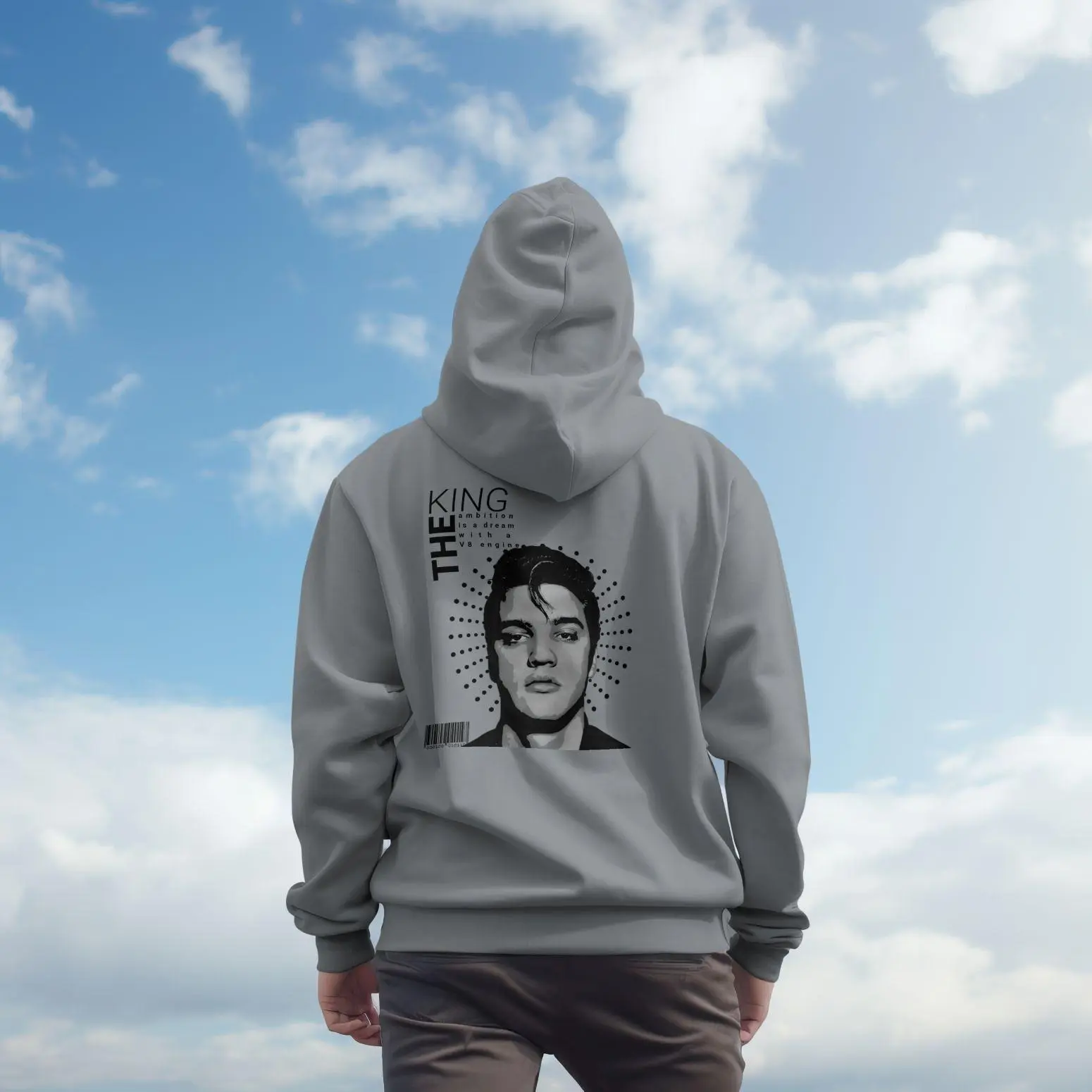 Ambition is a V8 Engine Elvis Hoodie-Gray-Womenswear-Menswear-Out fit- Sweatshirts- Classic- Menswear