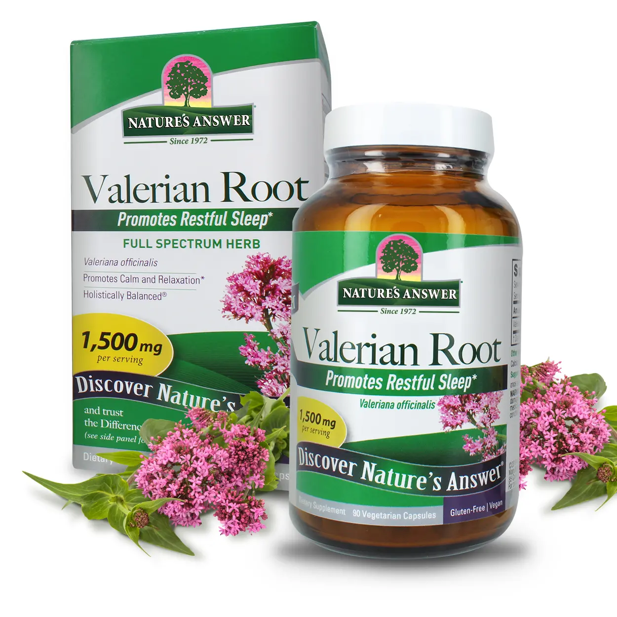 Nature's Answer Valerian Root 1,500 mg 90 Capsules | Natural Sleep Aid | Stress Reliever | Promotes Restful Slumber | Vegan, Gluten-Free, Kosher | Single Count