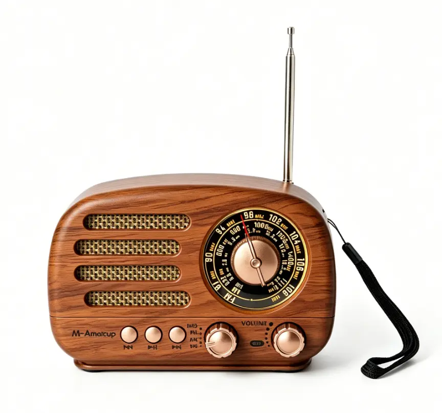 M-Amazup Premium Wooden Retro Portable Radio - AM FM SW Bluetooth Wireless Stereo Speaker, USB TF MP3 TWS Functions, Rechargeable Charging Battery, Luxury Equipment Receiver Device, Father’s Day Gift, Local, Mechanical, Digital, Classic